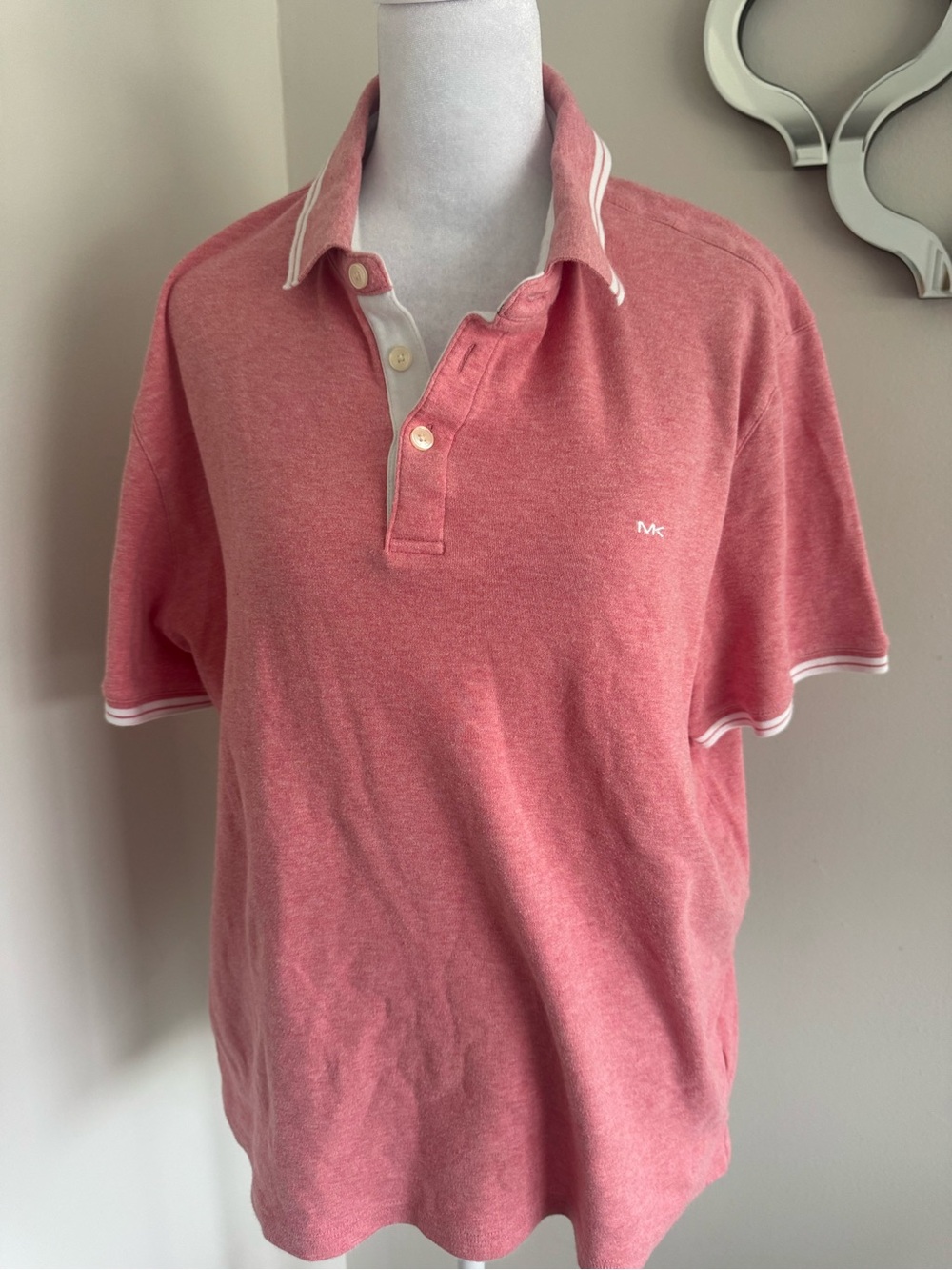 Michael Kors Men’s Coral Pink Polo with White Trim